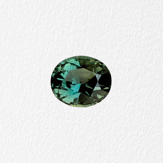 1.57 Carat Teal Green Blue Oval Sapphire