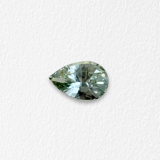 1.58 Carat Light Blue Green Pear Sapphire