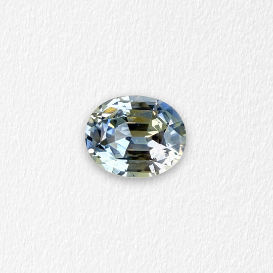 1.74 Carat Light Silver Blue Yellow Oval Sapphire