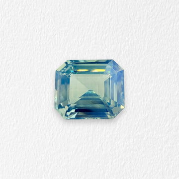 2.0 Carat Icy Blue Green Opalescent Emerald Cut Sapphire