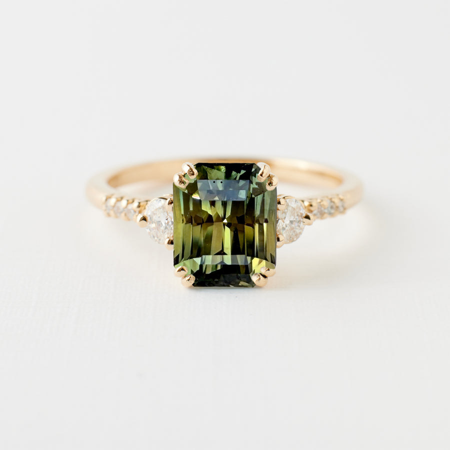 2.0 Carat Yellow Green Teal Radiant Sapphire