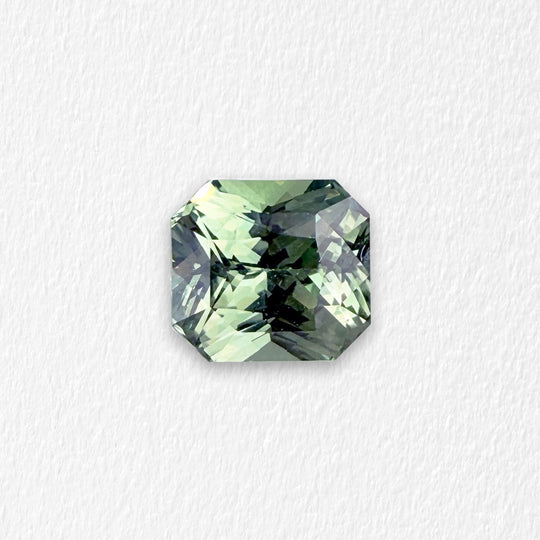 2.12 Carat Light Green Teal Radiant Sapphire