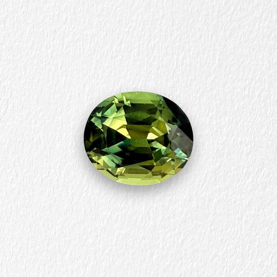 2.61 Carat Yellow Teal Parti Oval Sapphire