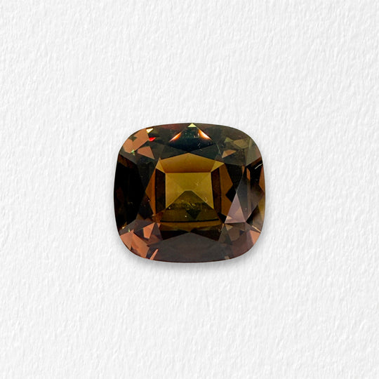 2.93 Carat Cognac-Green Color Change Cushion Sapphire