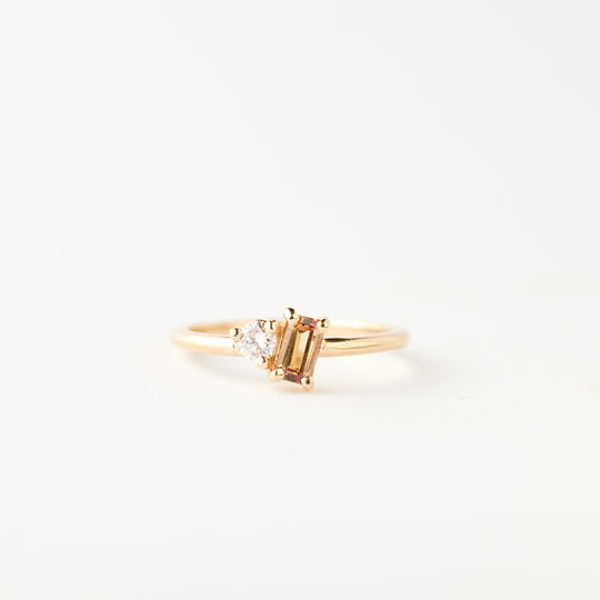 Simone Ring - Limited Collection Peach Sapphire + Diamond