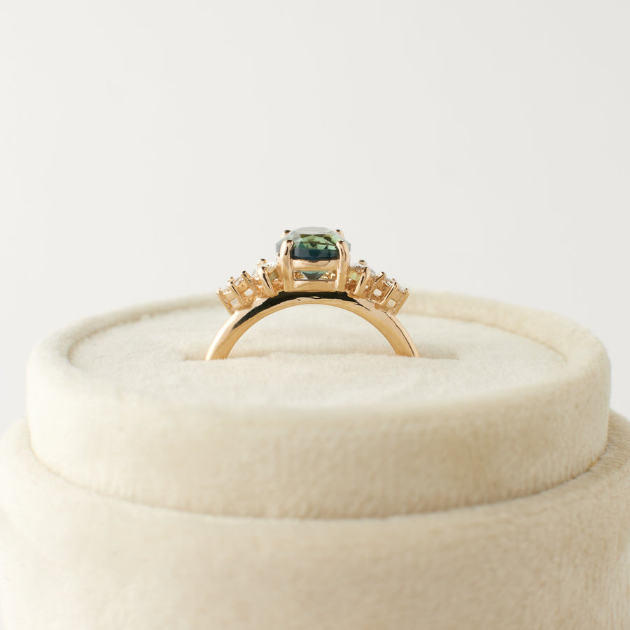 Julia Ring - 2.0 Carat Teal Oval Sapphire