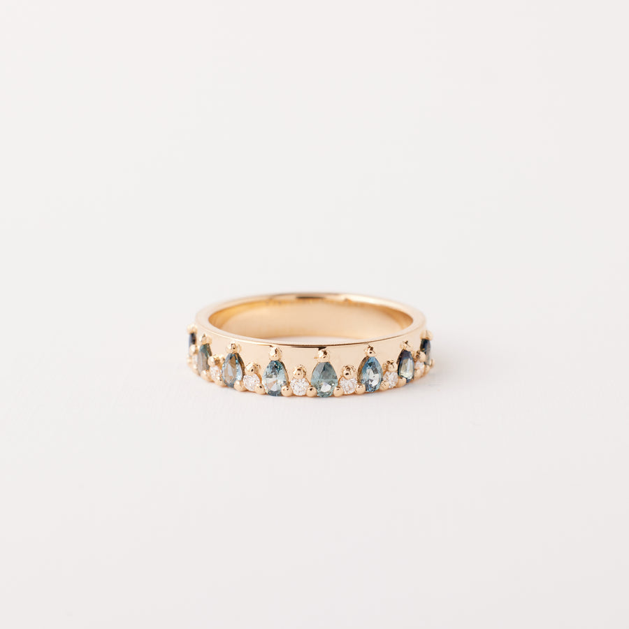 Kendall Ring - Teal-Blue Sapphire + Diamond