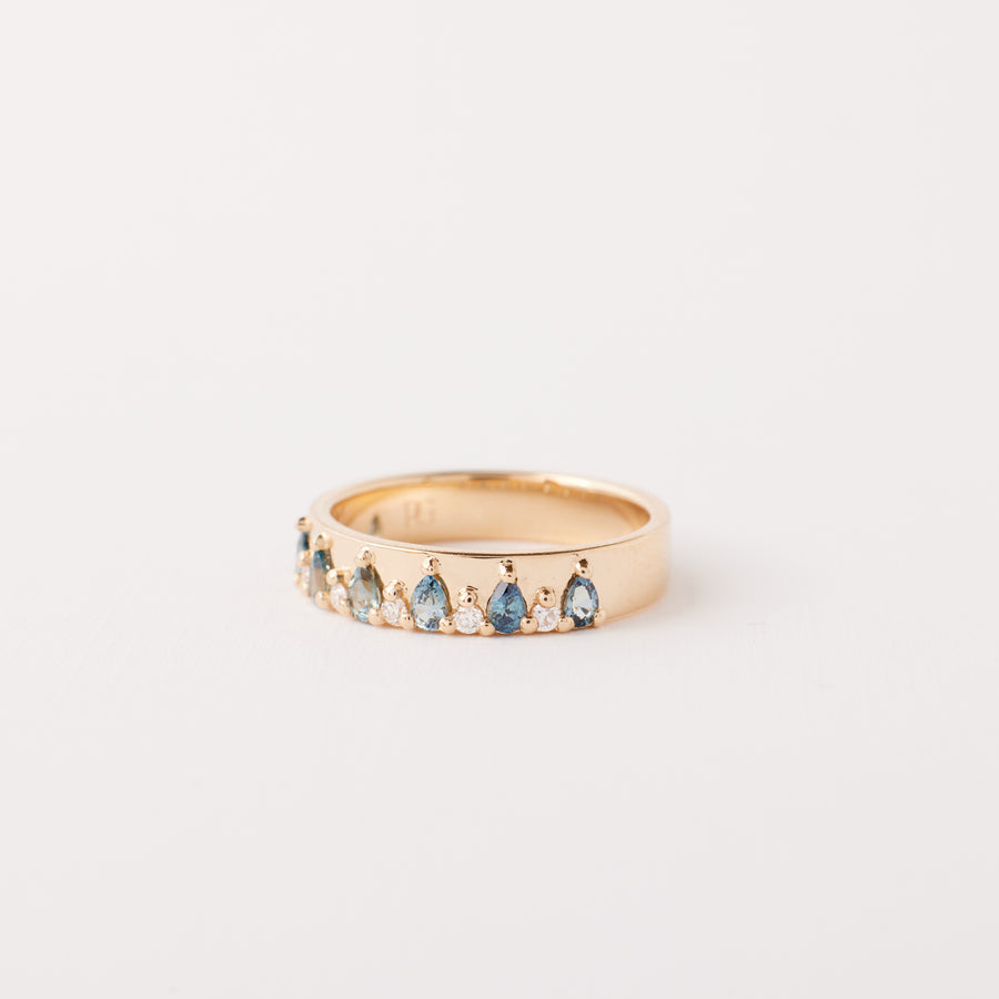 Kendall Ring - Teal-Blue Sapphire + Diamond