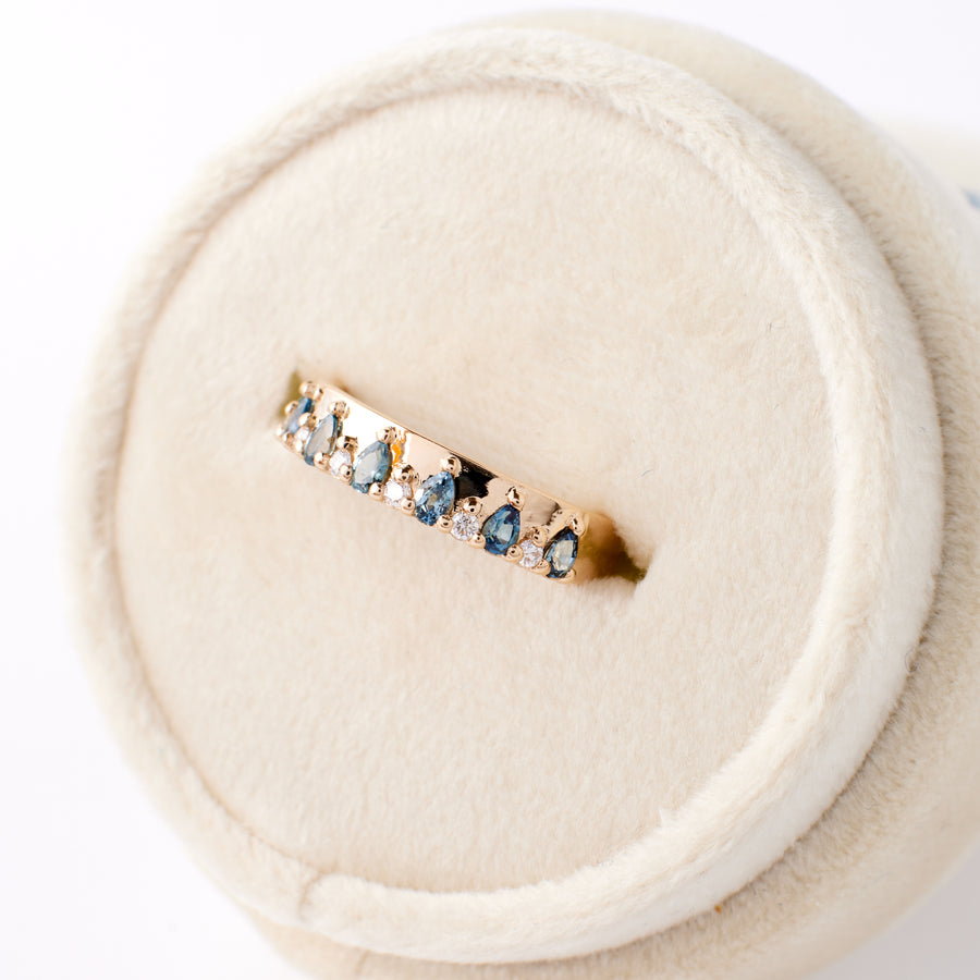 Kendall Ring - Teal-Blue Sapphire + Diamond