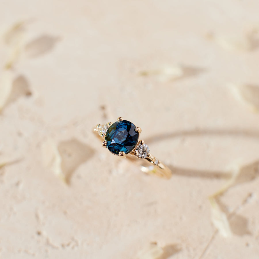 Clio Ring - 1.75 Carat Roval Blue-Teal Sapphire