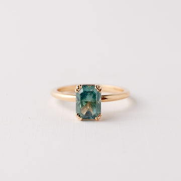 Kennedy Ring - 1.95 Carat Minty Teal Radiant Montana Sapphire