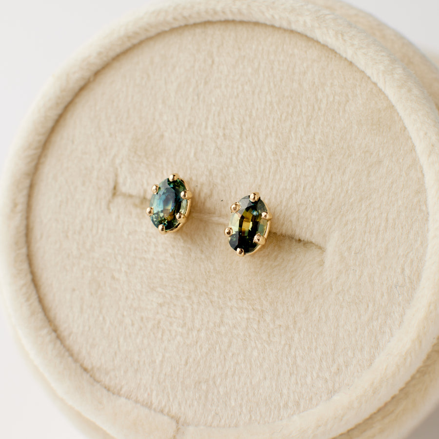 Delphine Earrings - Yellow-Green Parti Sapphire