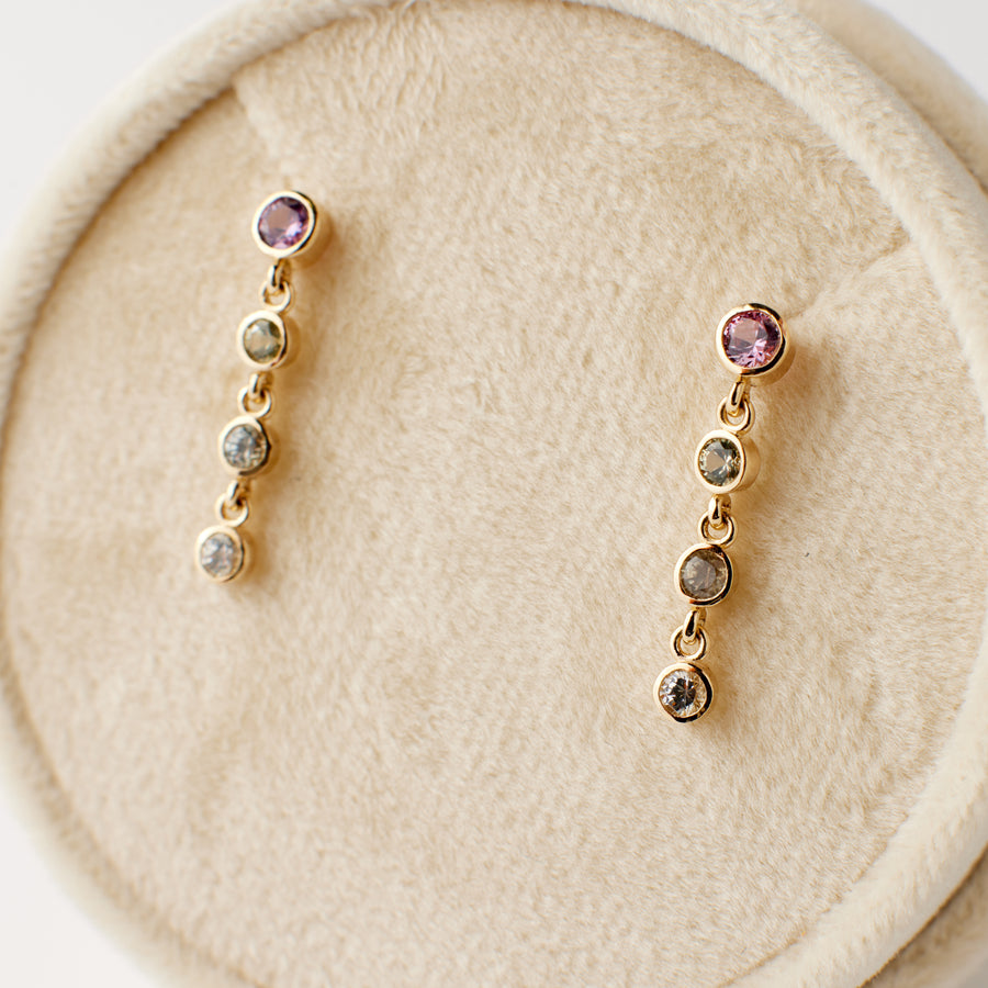 Logan Earrings - Pink + Green Sapphires