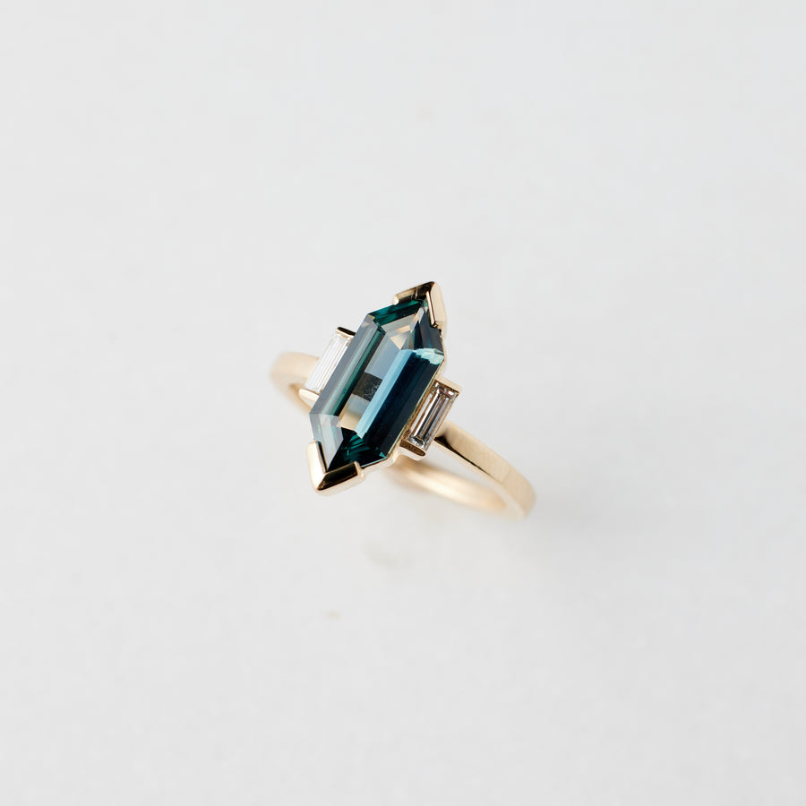 Carmella Ring - 2.14 Carat Steel Blue Hexagon Sapphire