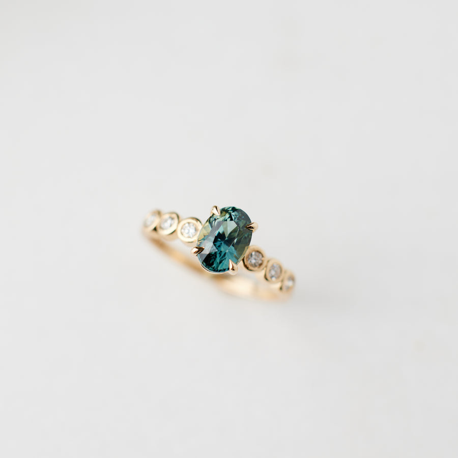 Fern Ring - 1.59 Carat Teal Oval Sapphire