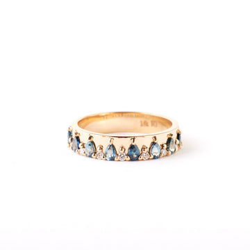 Kendall Ring - Deep Teal Blue Sapphire + Diamond