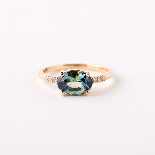 Lexi Ring - 1.56 Carat Blue Green Parti Sapphire