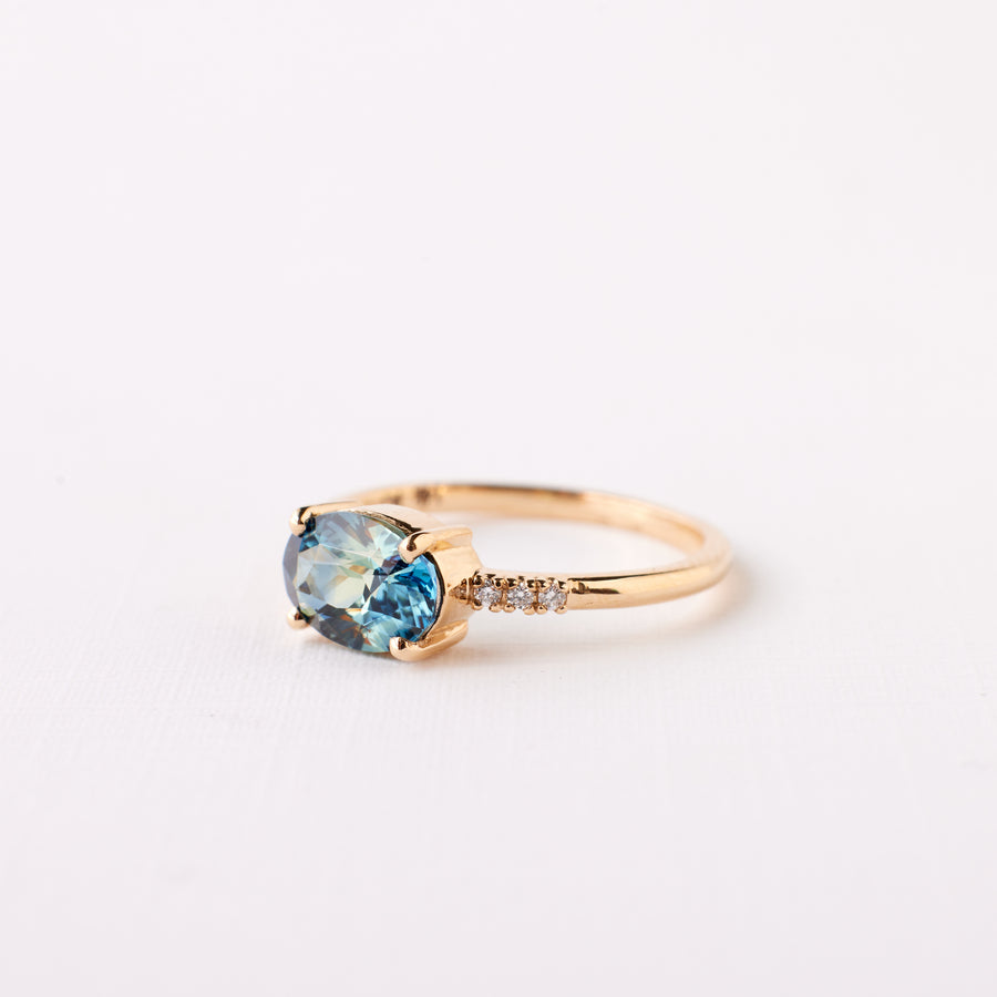 Lexi Ring - 1.56 Carat Blue Green Parti Sapphire