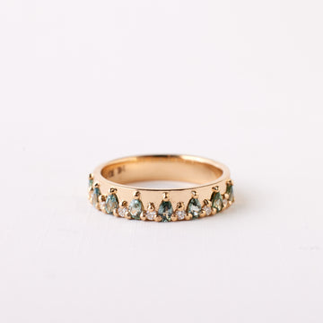 Kendall Ring - Teal-Green Sapphire + Diamond