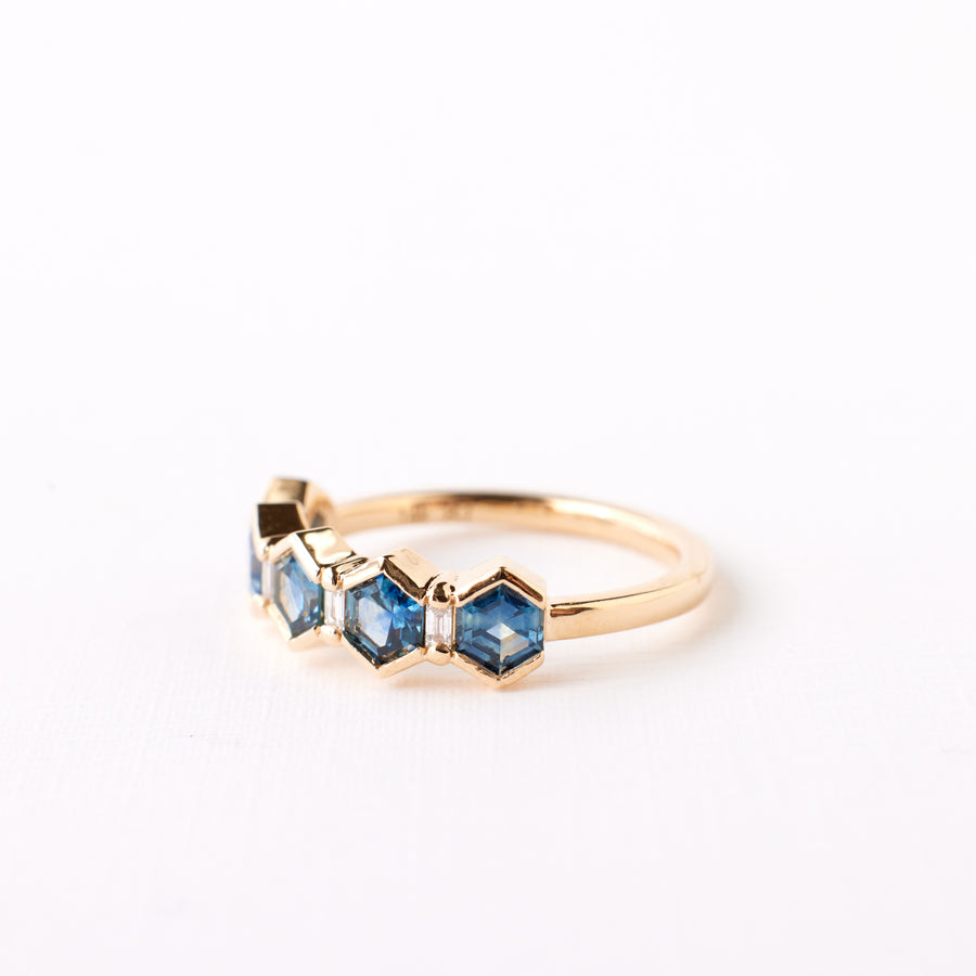 Arden Ring - True Blue Hexagon Sapphires + Diamonds