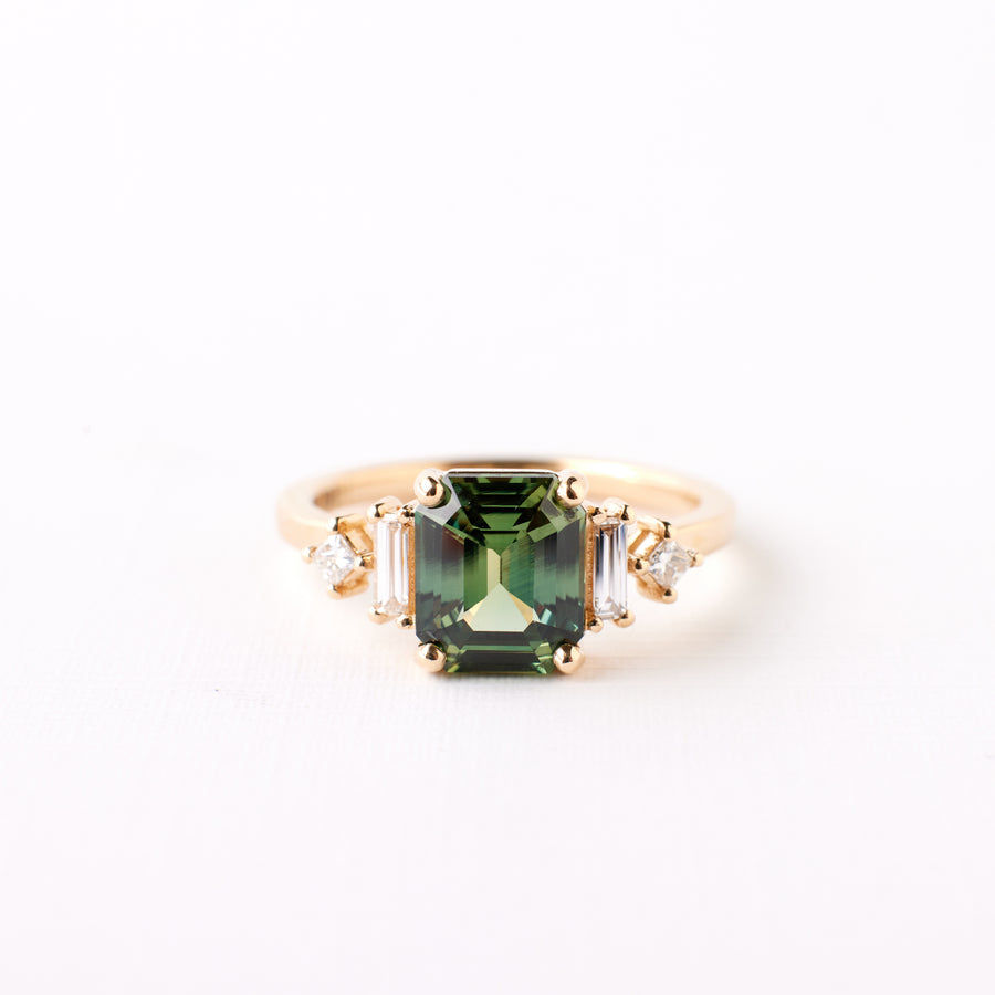 Josie Ring - 2.15 Carat Green Emerald Cut Sapphire