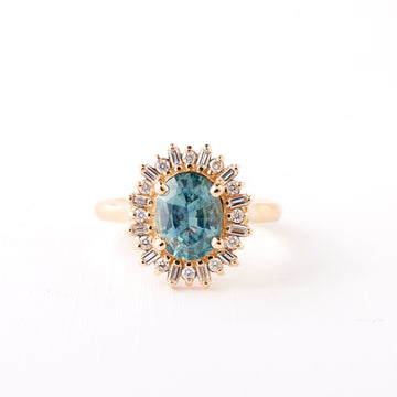 Arielle Ring - 1.78 Carat Light Teal Oval Sapphire