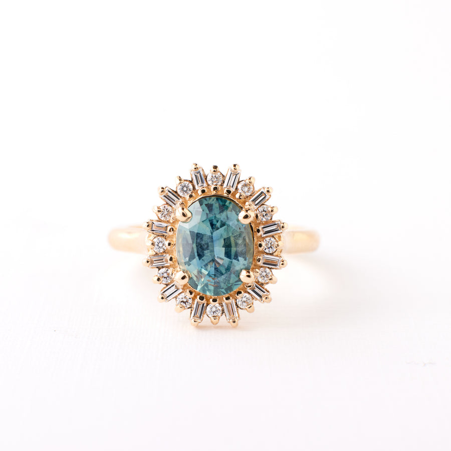 Arielle Ring - 1.78 Carat Light Teal Oval Sapphire