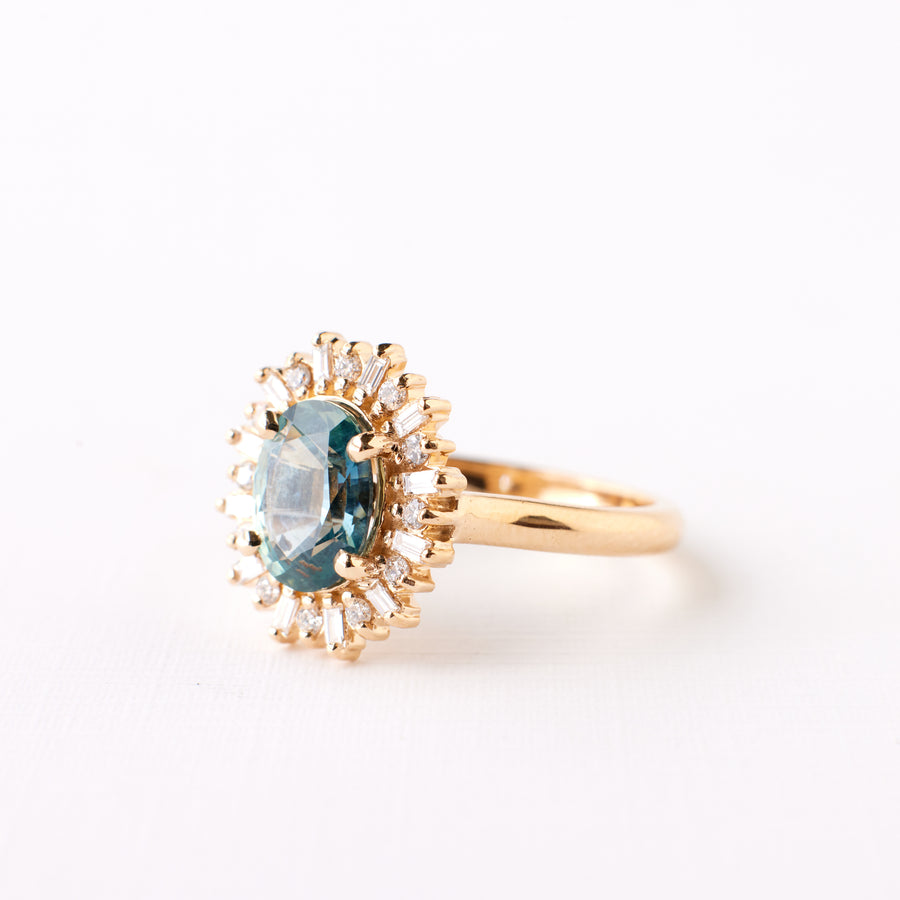 Arielle Ring - 1.78 Carat Light Teal Oval Sapphire