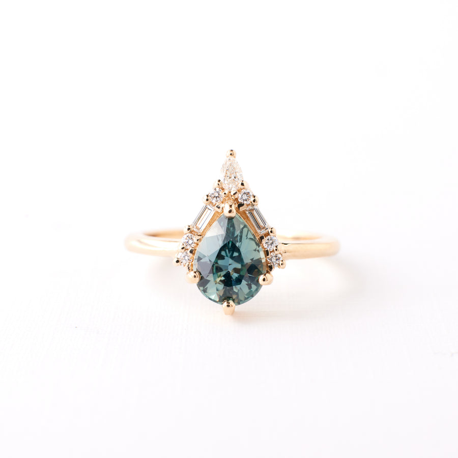 Nori ring - 1.56 Carat Teal Grey Sapphire