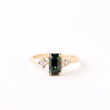 Jane Ring - 1.54 Carat Green Emerald Cut Sapphire