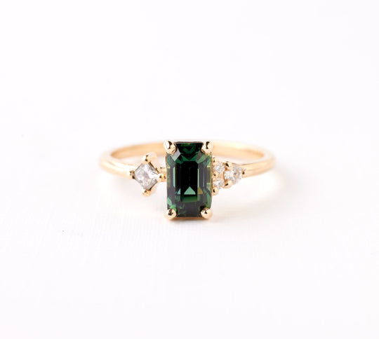 Jane Ring - 1.54 Carat Green Emerald Cut Sapphire