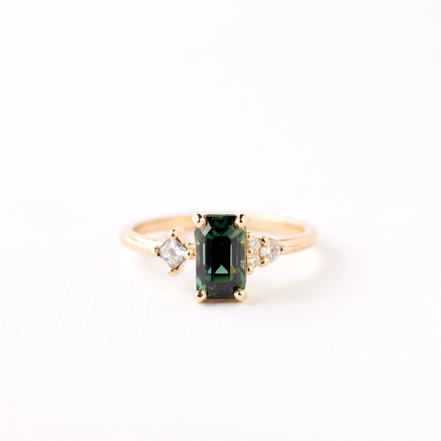 Jane Ring - 1.54 Carat Green Emerald Cut Sapphire