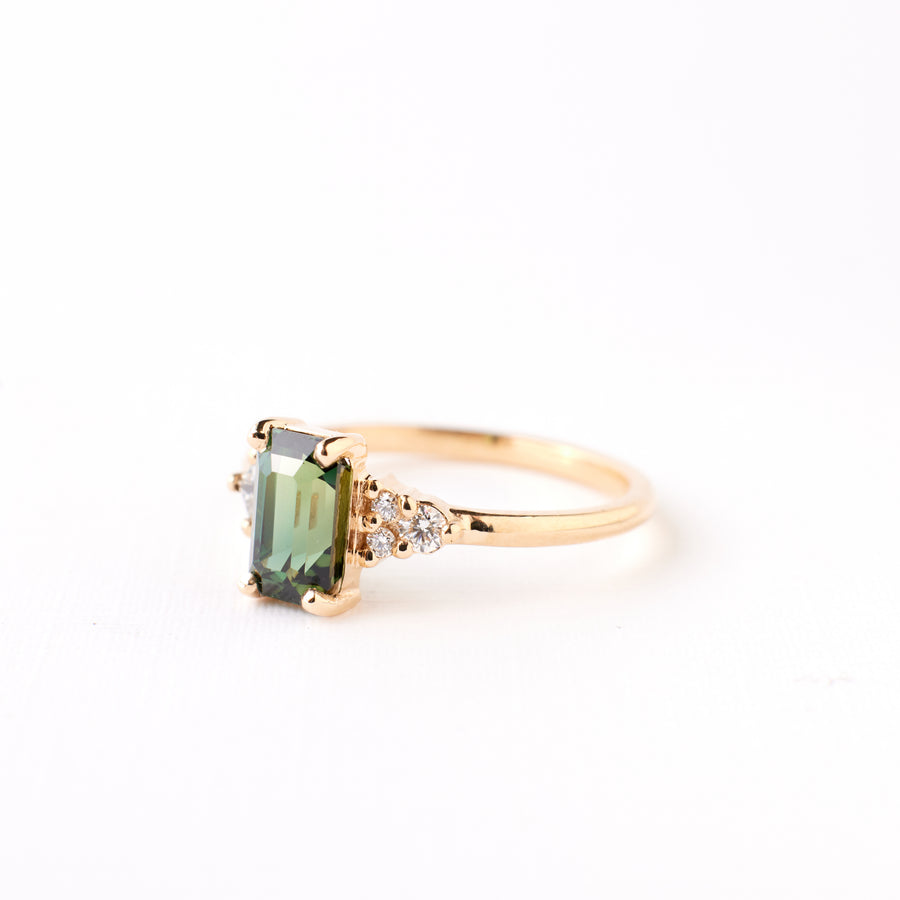 Jane Ring - 1.54 Carat Green Emerald Cut Sapphire