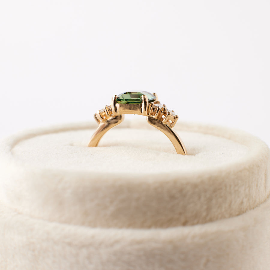 Josie Ring - 2.15 Carat Green Emerald Cut Sapphire