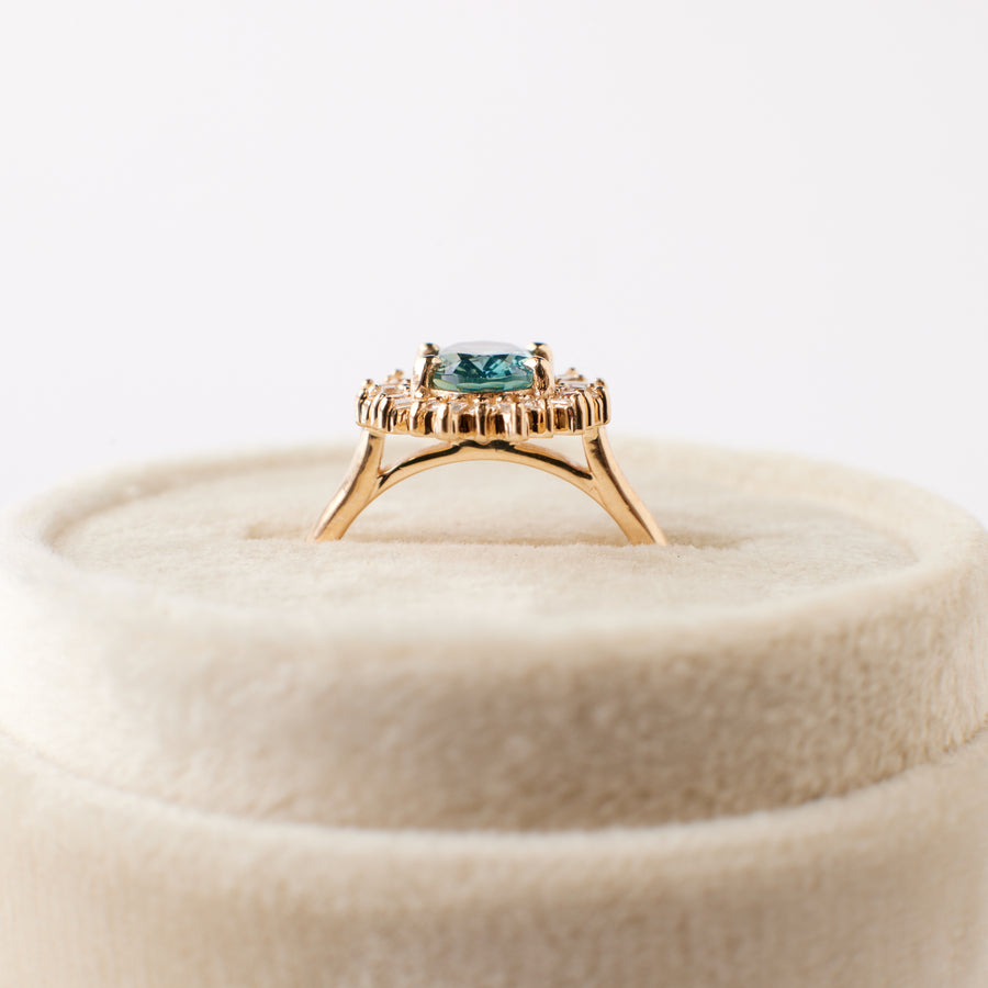 Arielle Ring - 1.78 Carat Light Teal Oval Sapphire