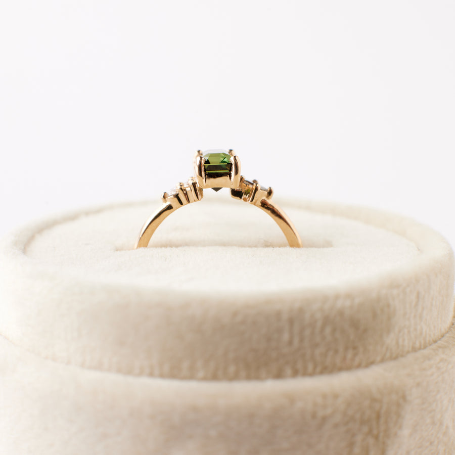 Jane Ring - 1.54 Carat Green Emerald Cut Sapphire