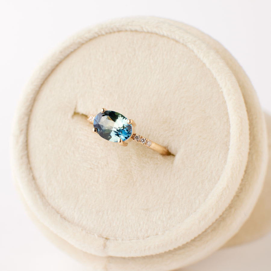 Lexi Ring - 1.56 Carat Blue Green Parti Sapphire