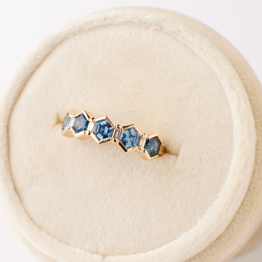 Arden Ring - True Blue Hexagon Sapphires + Diamonds