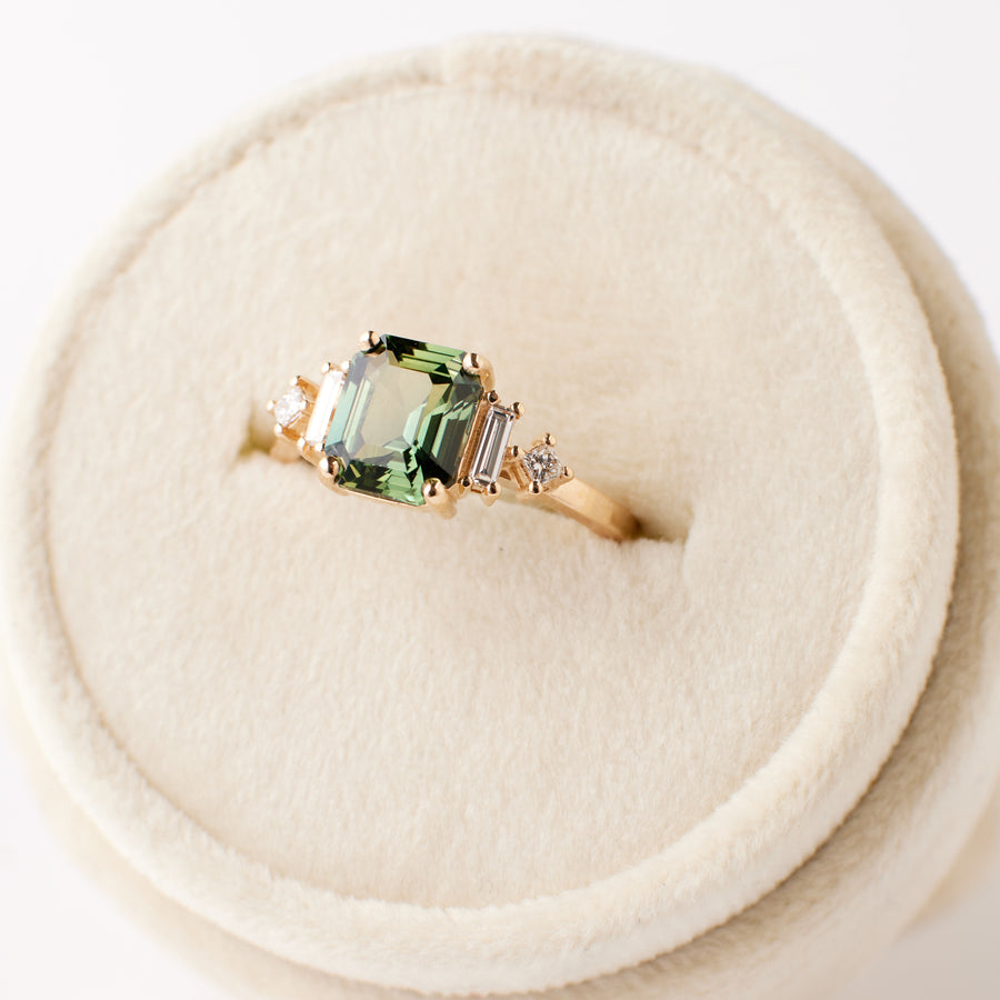 Josie Ring - 2.15 Carat Green Emerald Cut Sapphire