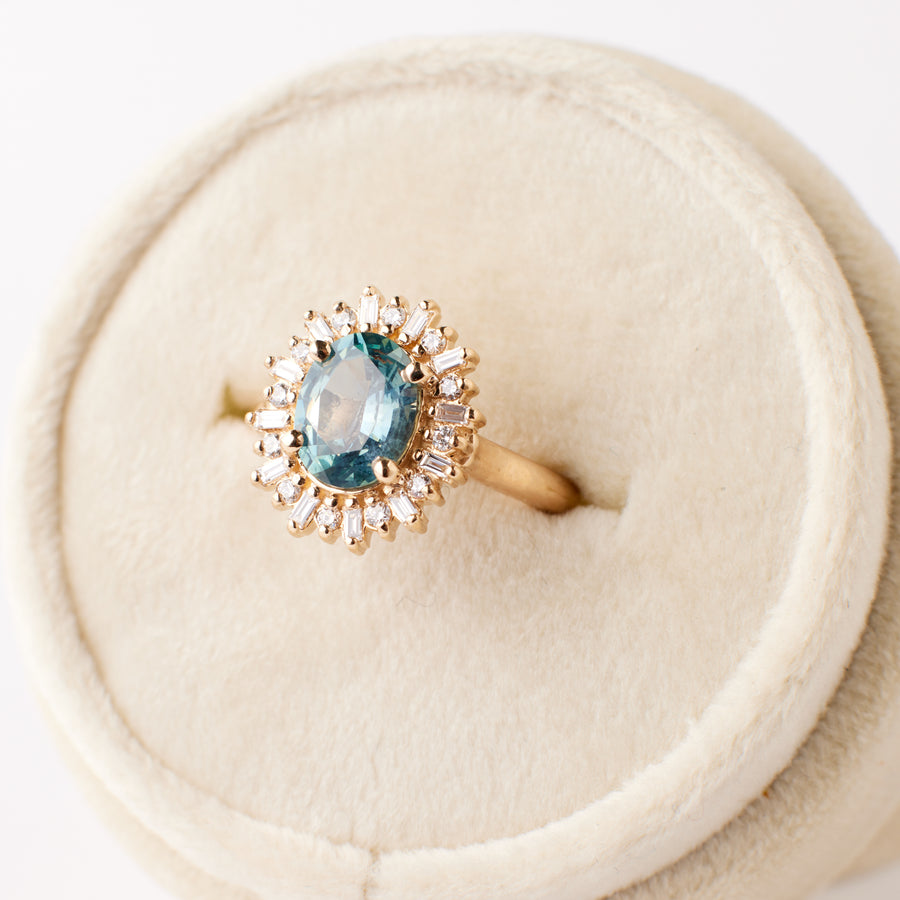 Arielle Ring - 1.78 Carat Light Teal Oval Sapphire