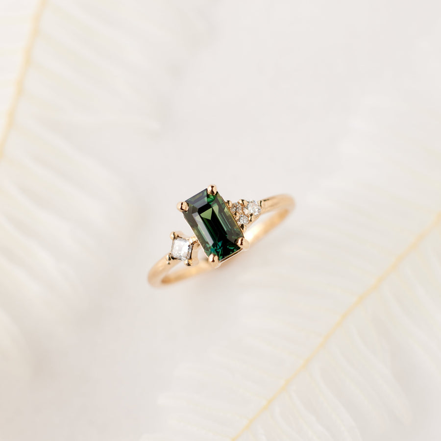 Jane Ring - 1.54 Carat Green Emerald Cut Sapphire