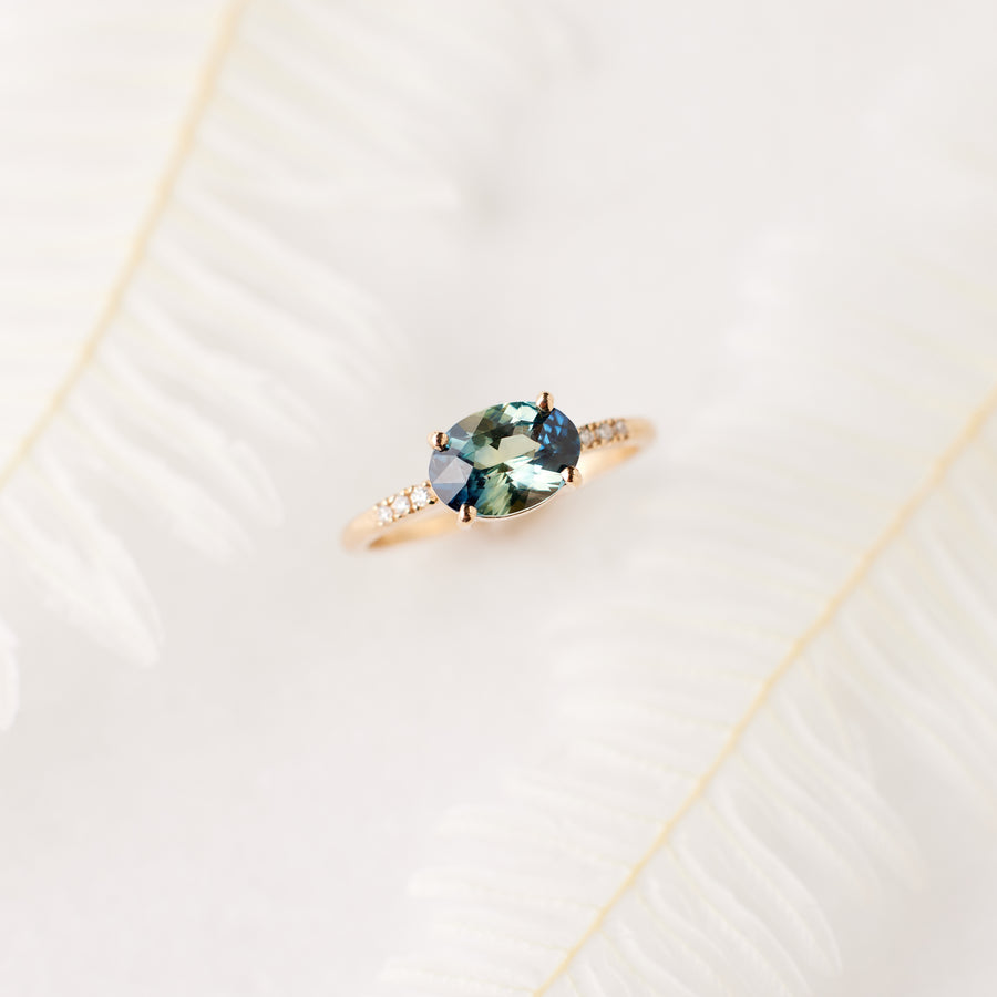 Lexi Ring - 1.56 Carat Blue Green Parti Sapphire