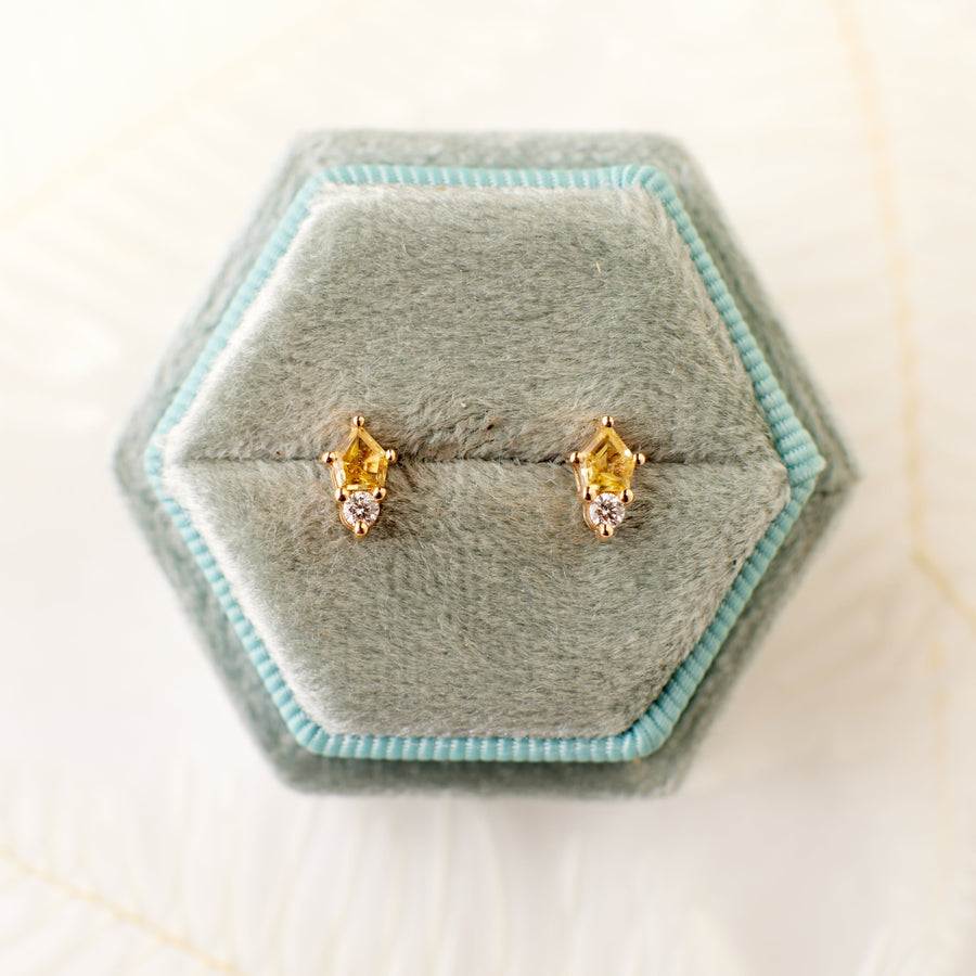 Dolly Earrings - Yellow Sapphire + Diamond