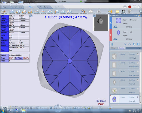 3.65ct VS2 C1 Pre-Cut Canadian Champagne Diamond 24210