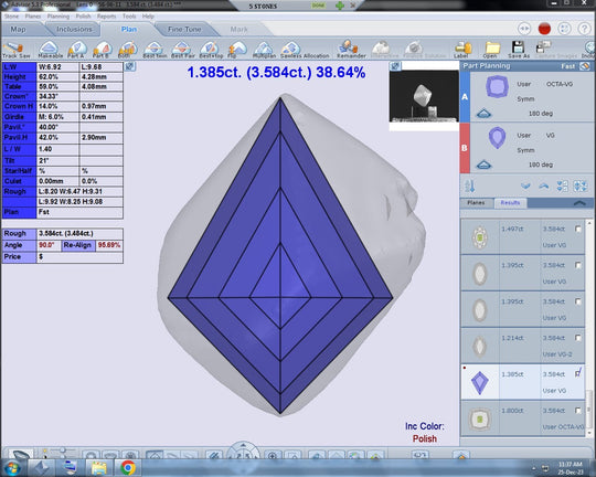 3.53ct VS2 C1 Pre-Cut Canadian Champagne Diamond 24211