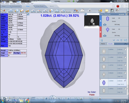 2.56ct VS2-SI1 C1-C2 Pre-Cut Canadian Champagne Diamond 24212