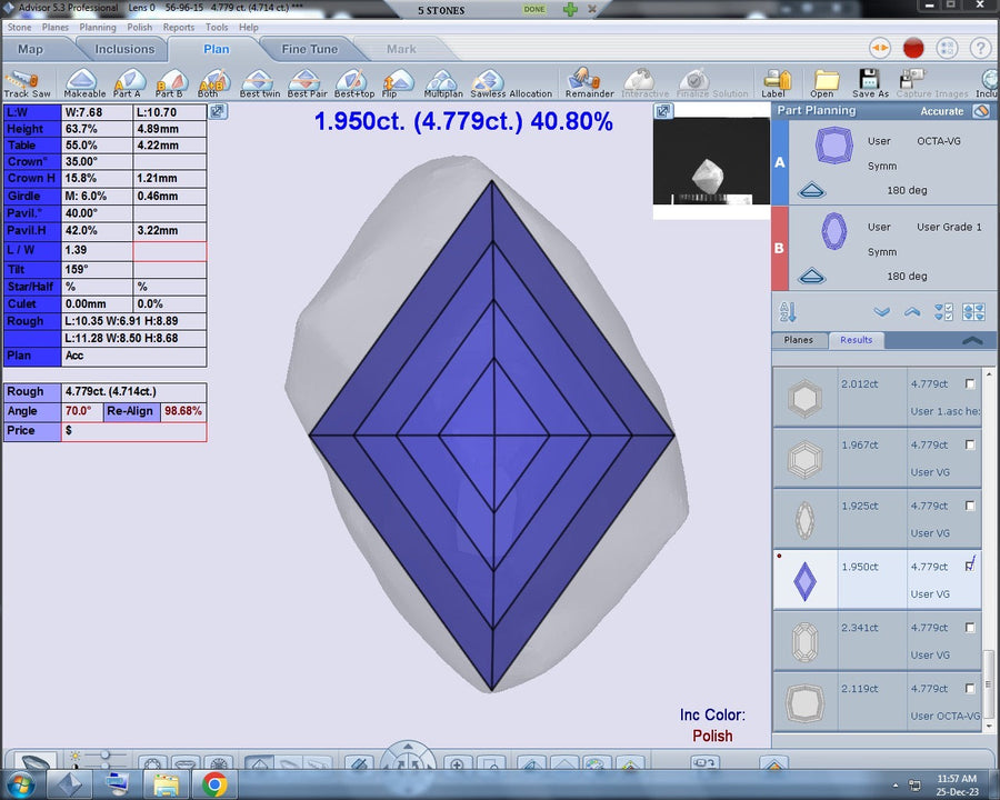 4.74ct VS2 C1 Pre-Cut Canadian Champagne Diamond 24215