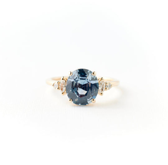Desi Ring - 2.50 Carat Steely Blue Oval Sapphire
