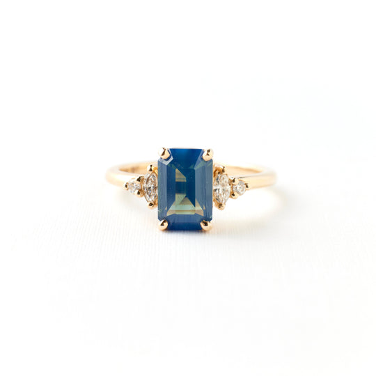 Desi Ring - 2.05 Carat Blue Teal Opalescent Sapphire