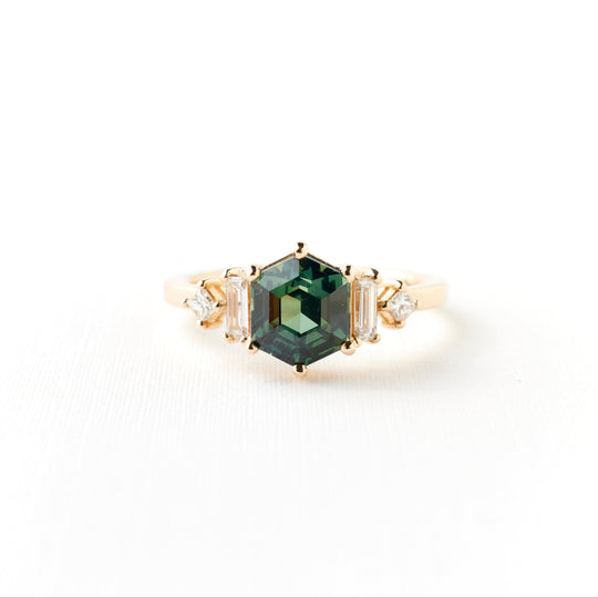 Josie Ring - 2.04 Carat Green Teal Hexagon